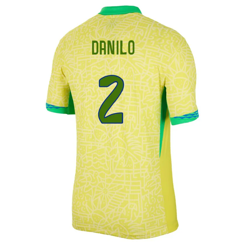 Danxen Barn Brasilien Danilo #2 Gul Hemmatröja Matchtröjor 24-26 Tröjor T-Tröja