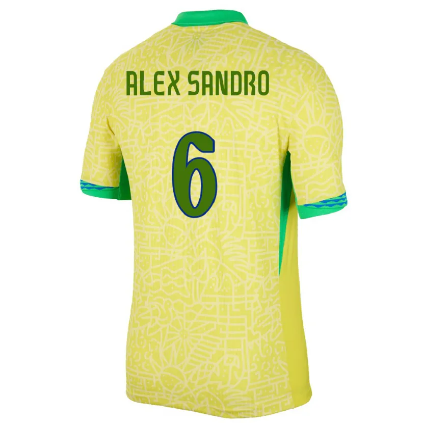 Danxen Barn Brasilien Alex Sandro #6 Gul Hemmatröja Matchtröjor 24-26 Tröjor T-Tröja