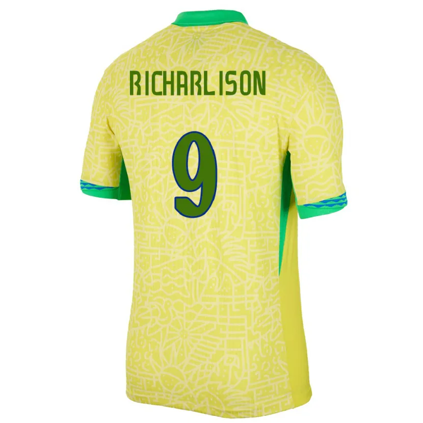 Danxen Barn Brasilien Richarlison #9 Gul Hemmatröja Matchtröjor 24-26 Tröjor T-Tröja