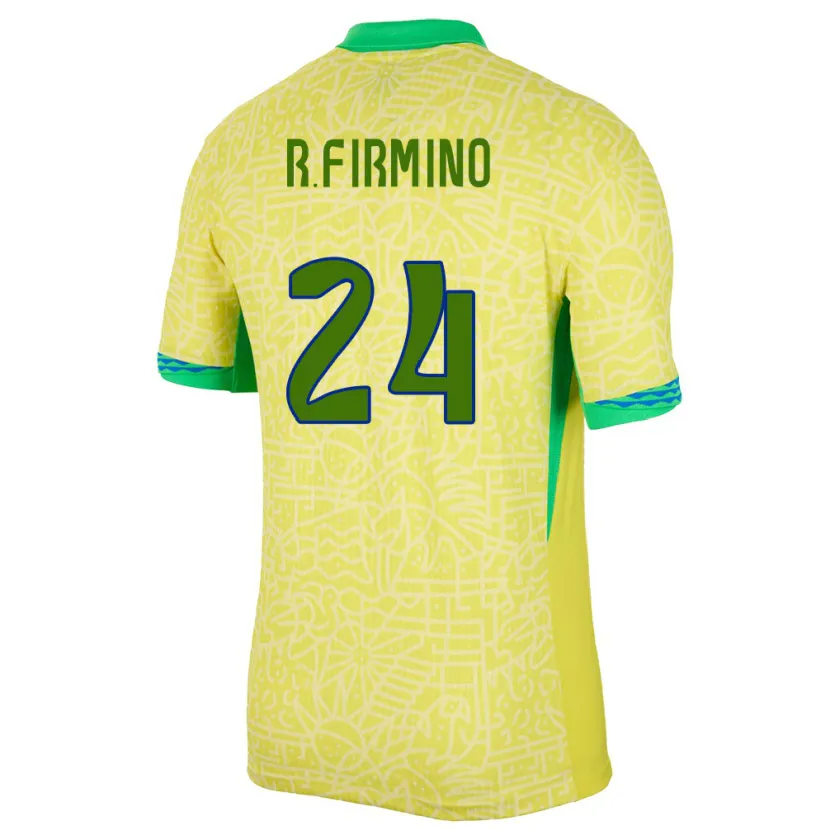 Danxen Barn Brasilien Roberto Firmino #24 Gul Hemmatröja Matchtröjor 24-26 Tröjor T-Tröja