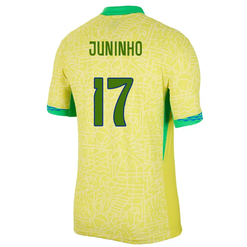 Danxen Barn Brasilien Juninho #17 Gul Hemmatröja Matchtröjor 24-26 Tröjor T-Tröja