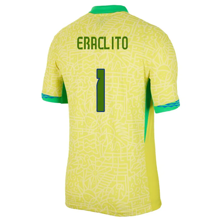 Danxen Barn Brasilien Marcelo Eraclito #1 Gul Hemmatröja Matchtröjor 24-26 Tröjor T-Tröja