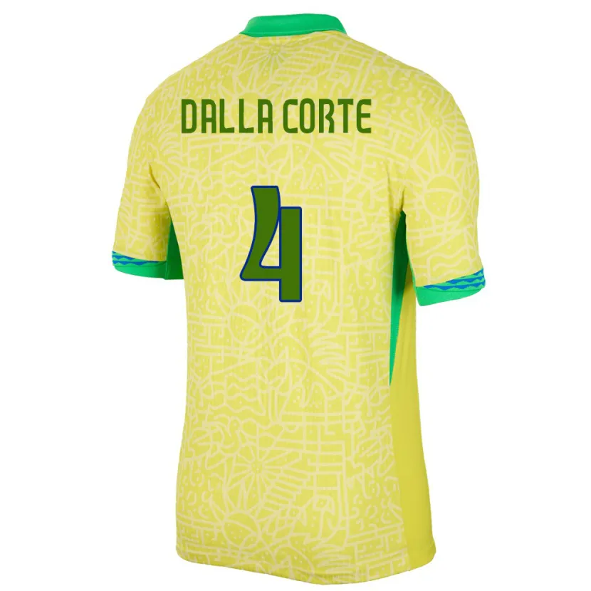 Danxen Barn Brasilien Joao Dalla Corte #4 Gul Hemmatröja Matchtröjor 24-26 Tröjor T-Tröja