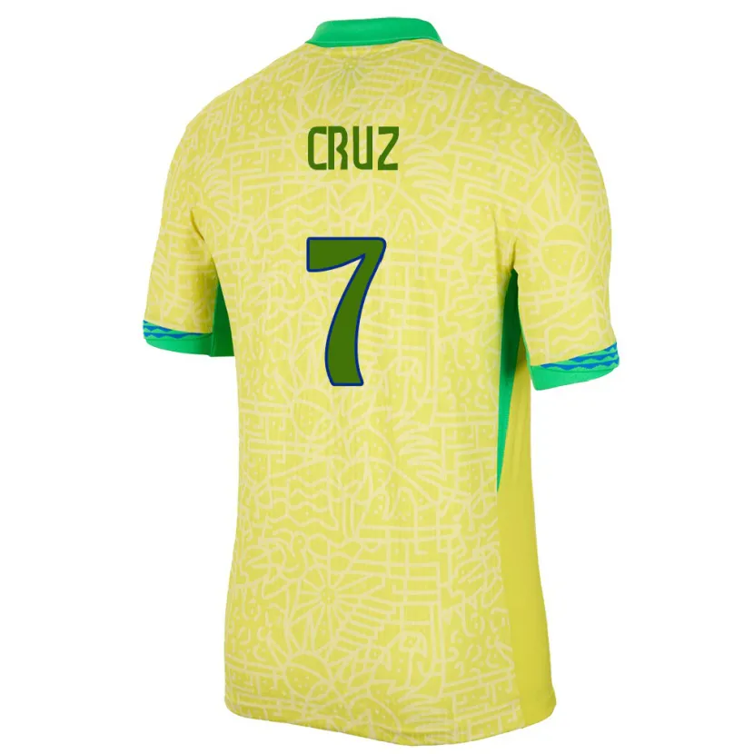 Danxen Barn Brasilien Joao Cruz #7 Gul Hemmatröja Matchtröjor 24-26 Tröjor T-Tröja