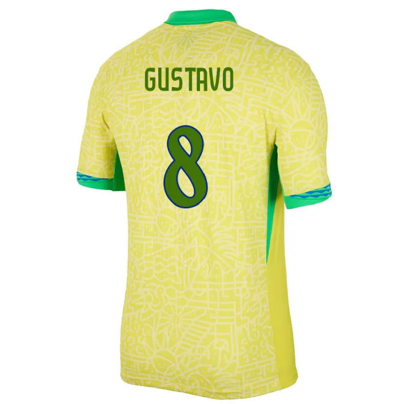 Danxen Barn Brasilien Luiz Gustavo #8 Gul Hemmatröja Matchtröjor 24-26 Tröjor T-Tröja