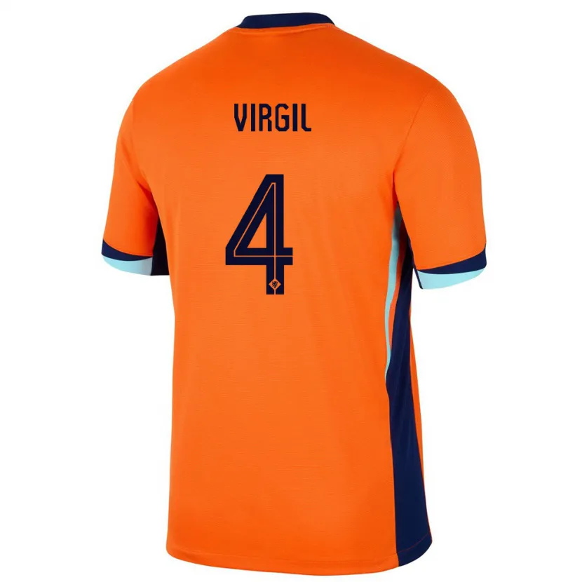 Danxen Barn Nederländerna Virgil Van Dijk #4 Orange Hemmatröja Matchtröjor 24-26 Tröjor T-Tröja