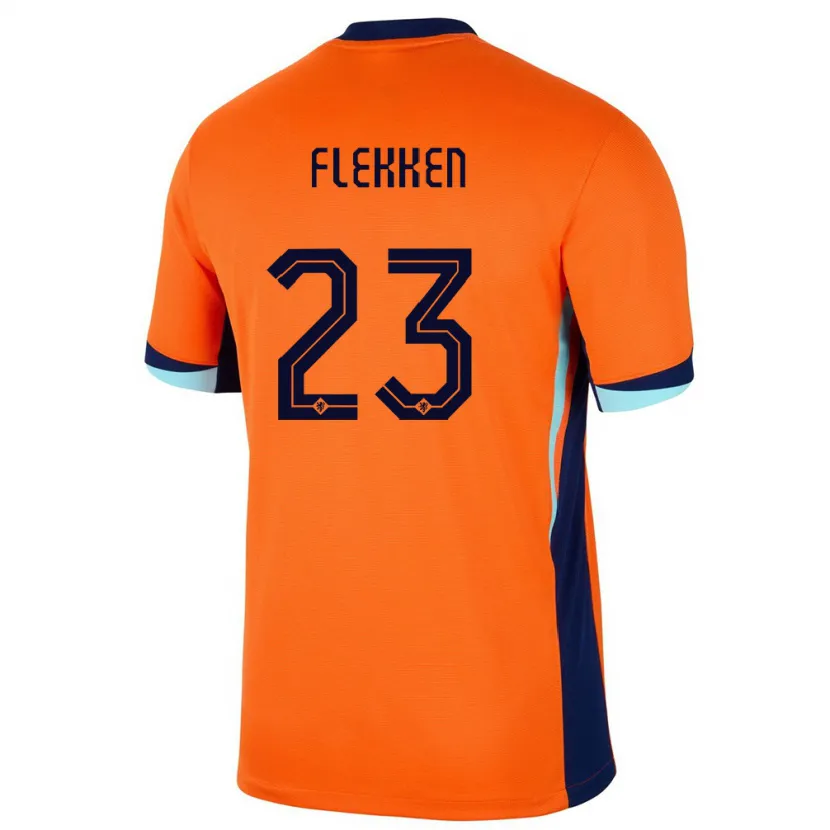 Danxen Barn Nederländerna Mark Flekken #23 Orange Hemmatröja Matchtröjor 24-26 Tröjor T-Tröja