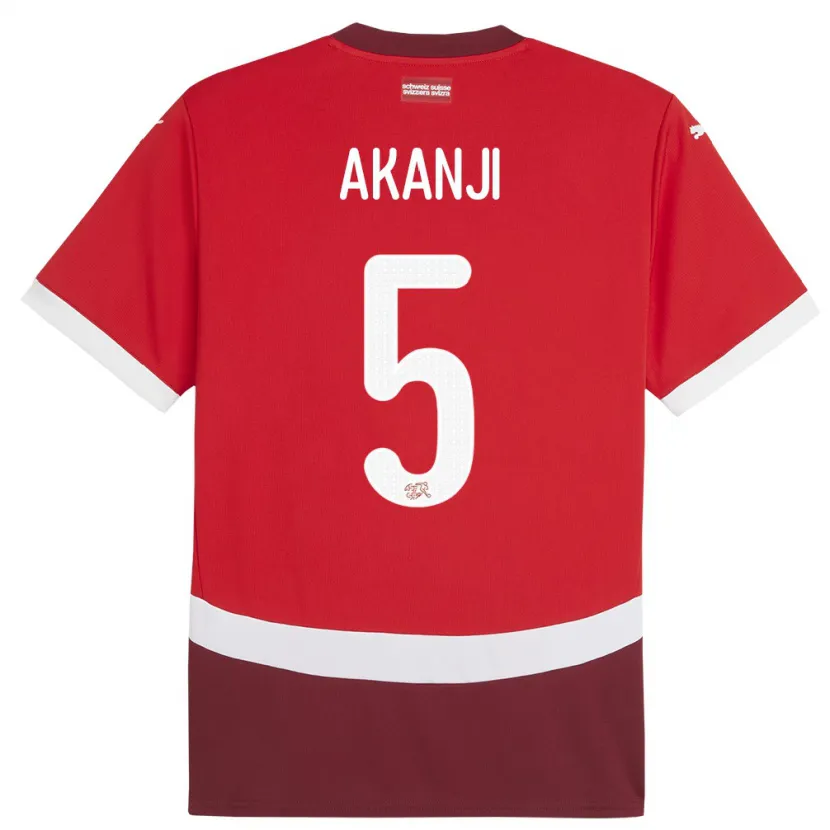 Danxen Barn Schweiz Manuel Akanji #5 Röd Hemmatröja Matchtröjor 24-26 Tröjor T-Tröja