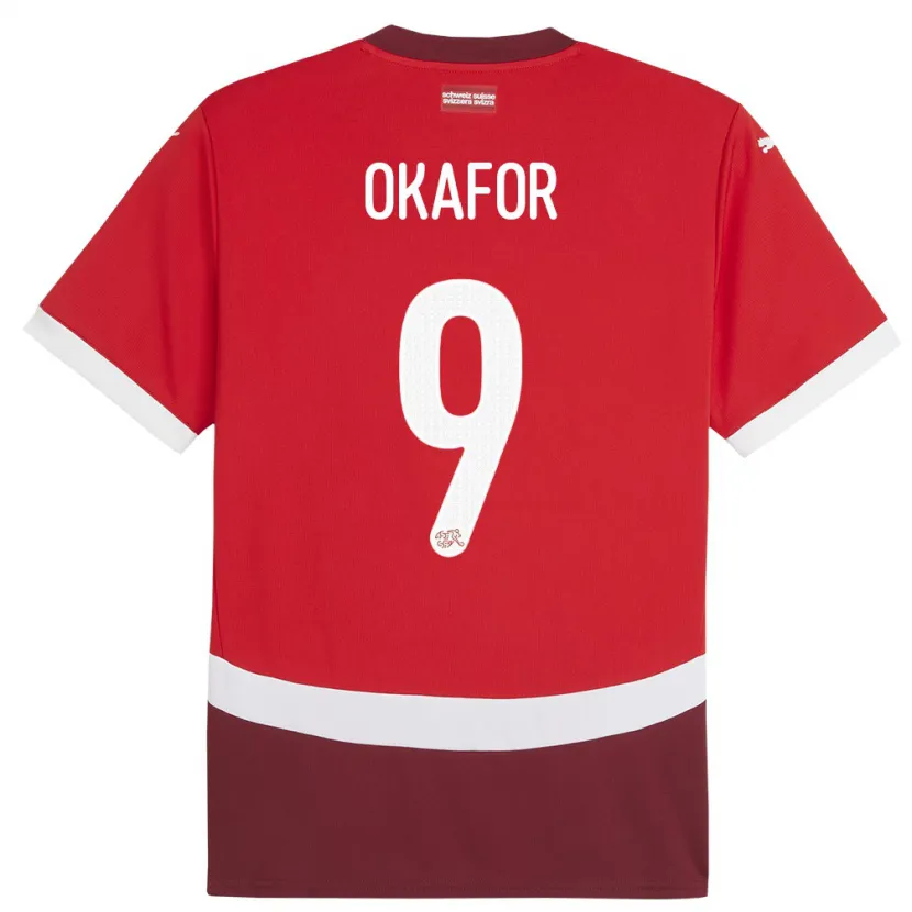 Danxen Barn Schweiz Noah Okafor #9 Röd Hemmatröja Matchtröjor 24-26 Tröjor T-Tröja