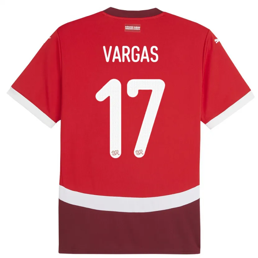 Danxen Barn Schweiz Ruben Vargas #17 Röd Hemmatröja Matchtröjor 24-26 Tröjor T-Tröja
