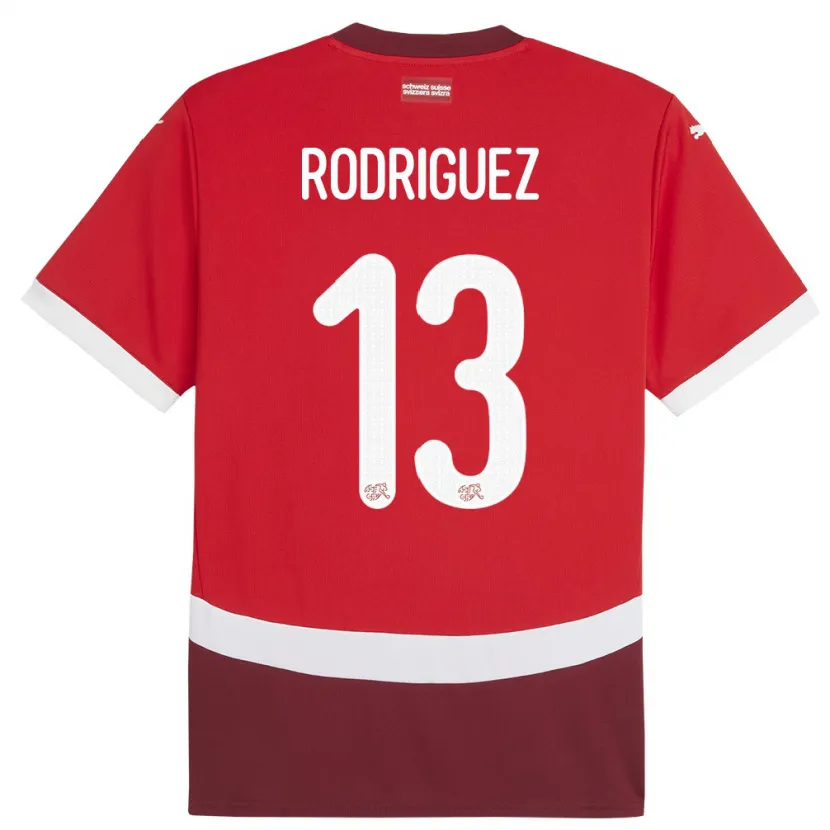 Danxen Barn Schweiz Ricardo Rodriguez #13 Röd Hemmatröja Matchtröjor 24-26 Tröjor T-Tröja