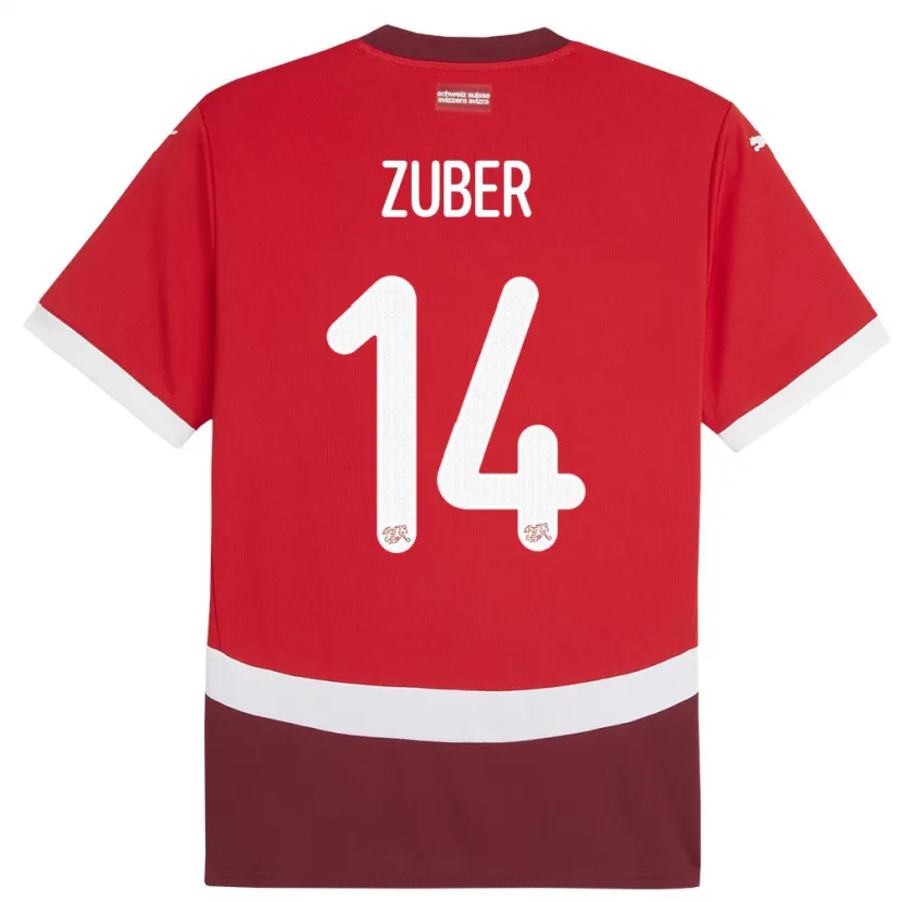 Danxen Barn Schweiz Steven Zuber #14 Röd Hemmatröja Matchtröjor 24-26 Tröjor T-Tröja