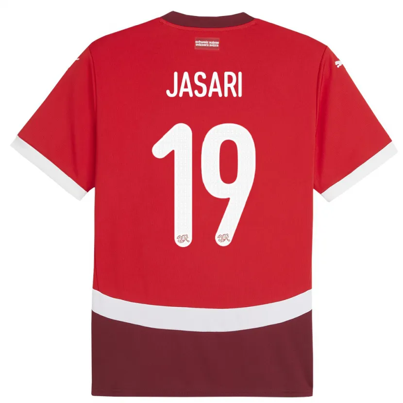 Danxen Barn Schweiz Ardon Jasari #19 Röd Hemmatröja Matchtröjor 24-26 Tröjor T-Tröja