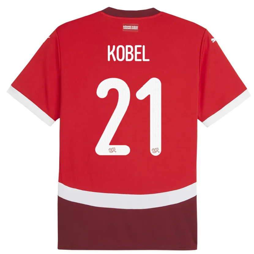 Danxen Barn Schweiz Gregor Kobel #21 Röd Hemmatröja Matchtröjor 24-26 Tröjor T-Tröja