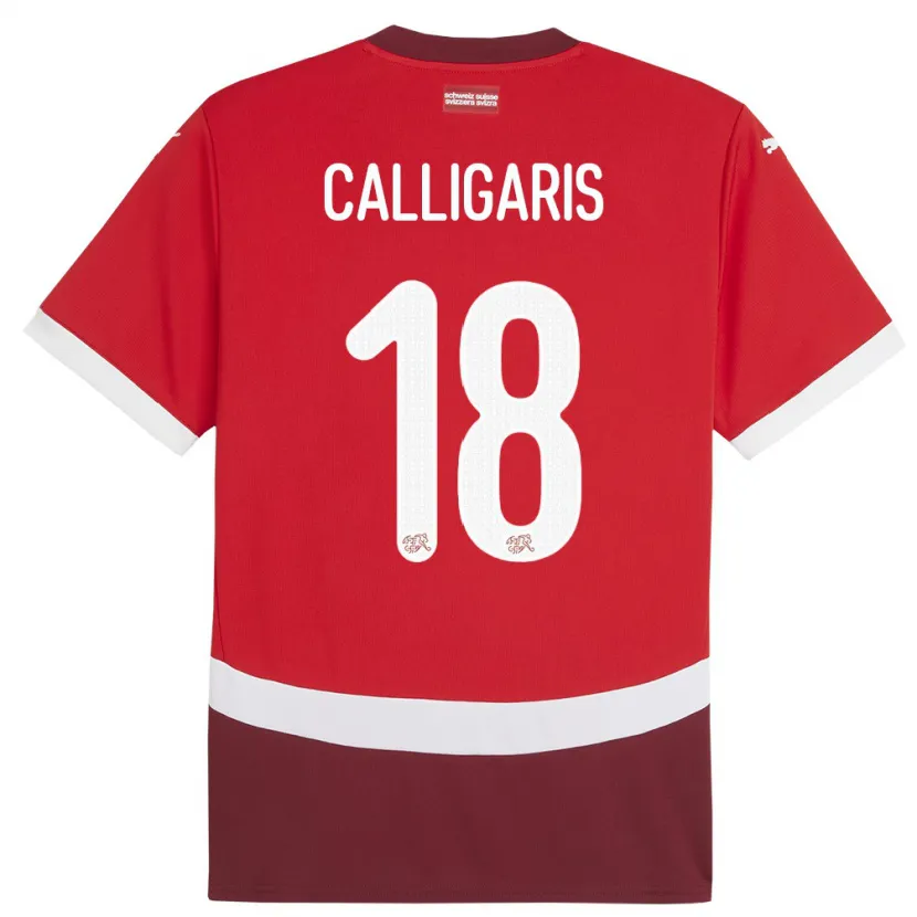 Danxen Barn Schweiz Viola Calligaris #18 Röd Hemmatröja Matchtröjor 24-26 Tröjor T-Tröja