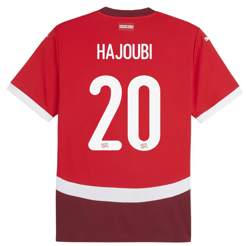 Danxen Barn Schweiz Amin Hajoubi #20 Röd Hemmatröja Matchtröjor 24-26 Tröjor T-Tröja