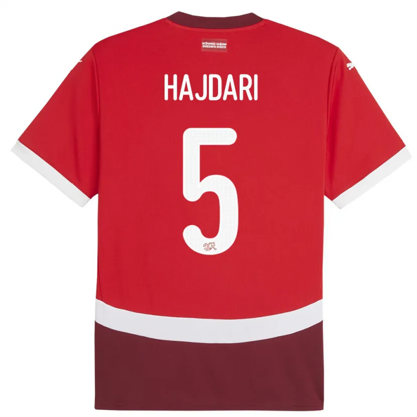 Danxen Barn Schweiz Albian Hajdari #5 Röd Hemmatröja Matchtröjor 24-26 Tröjor T-Tröja
