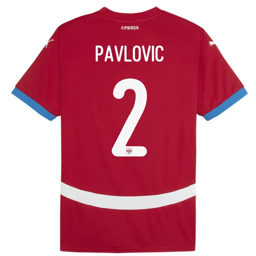 Danxen Barn Serbien Strahinja Pavlovic #2 Röd Hemmatröja Matchtröjor 24-26 Tröjor T-Tröja