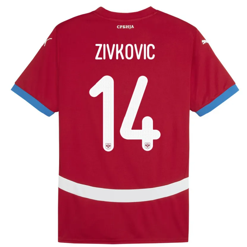 Danxen Barn Serbien Andrija Zivkovic #14 Röd Hemmatröja Matchtröjor 24-26 Tröjor T-Tröja