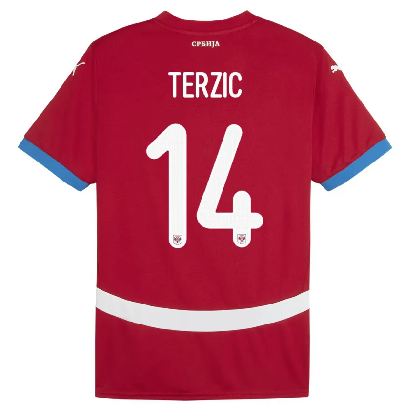 Danxen Barn Serbien Aleksa Terzic #14 Röd Hemmatröja Matchtröjor 24-26 Tröjor T-Tröja