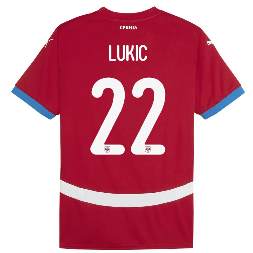 Danxen Barn Serbien Sasa Lukic #22 Röd Hemmatröja Matchtröjor 24-26 Tröjor T-Tröja