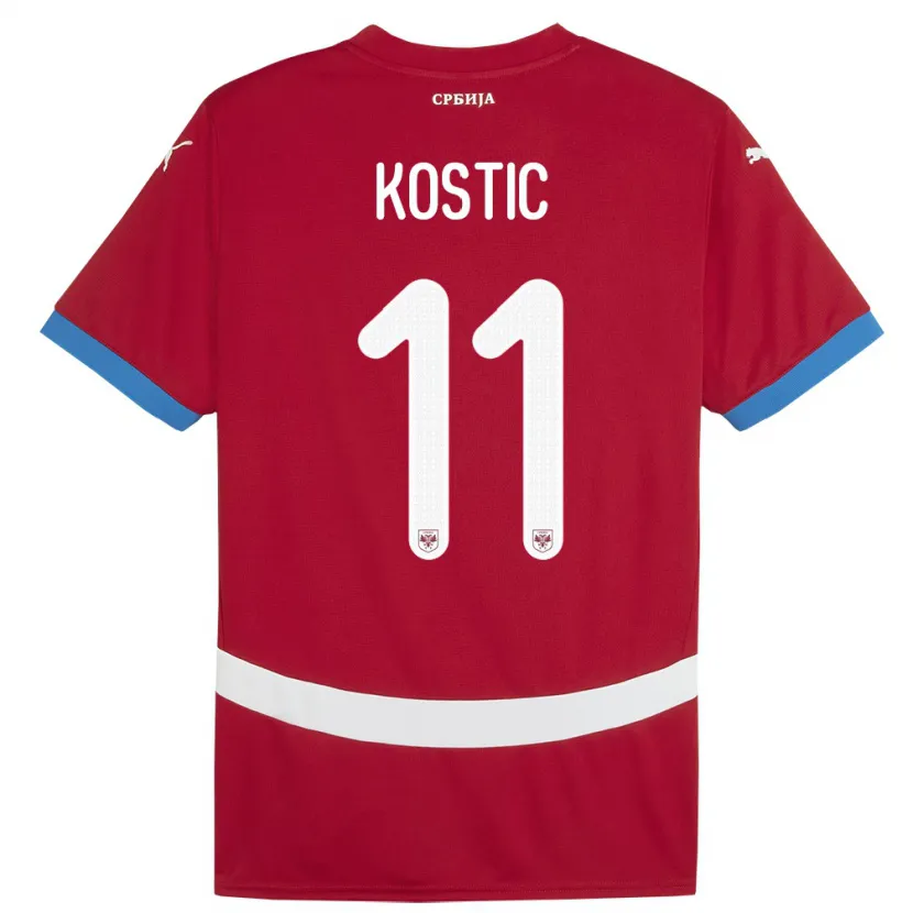 Danxen Barn Serbien Filip Kostic #11 Röd Hemmatröja Matchtröjor 24-26 Tröjor T-Tröja