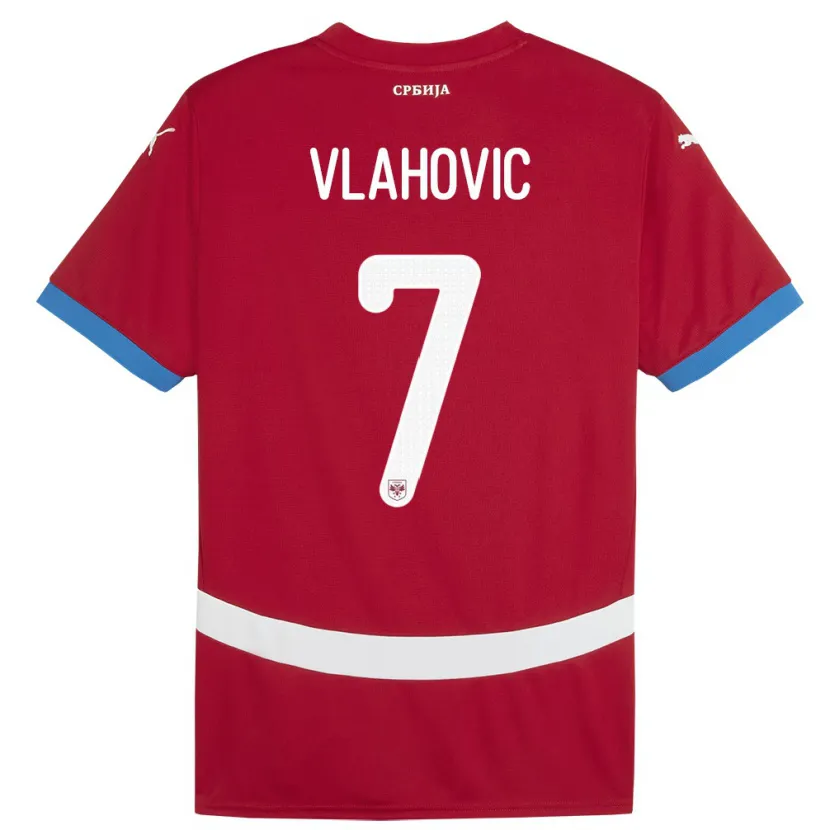 Danxen Barn Serbien Dusan Vlahovic #7 Röd Hemmatröja Matchtröjor 24-26 Tröjor T-Tröja