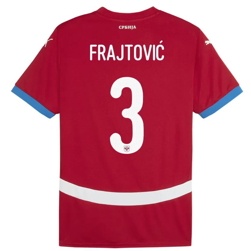 Danxen Barn Serbien Andela Frajtovic #3 Röd Hemmatröja Matchtröjor 24-26 Tröjor T-Tröja