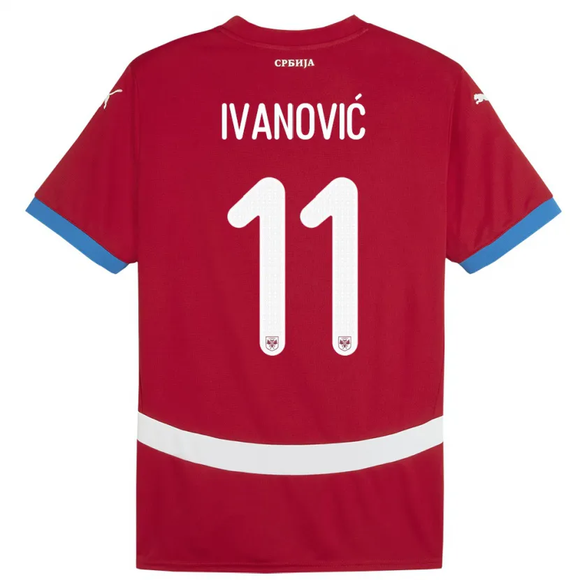Danxen Barn Serbien Miljana Ivanovic #11 Röd Hemmatröja Matchtröjor 24-26 Tröjor T-Tröja
