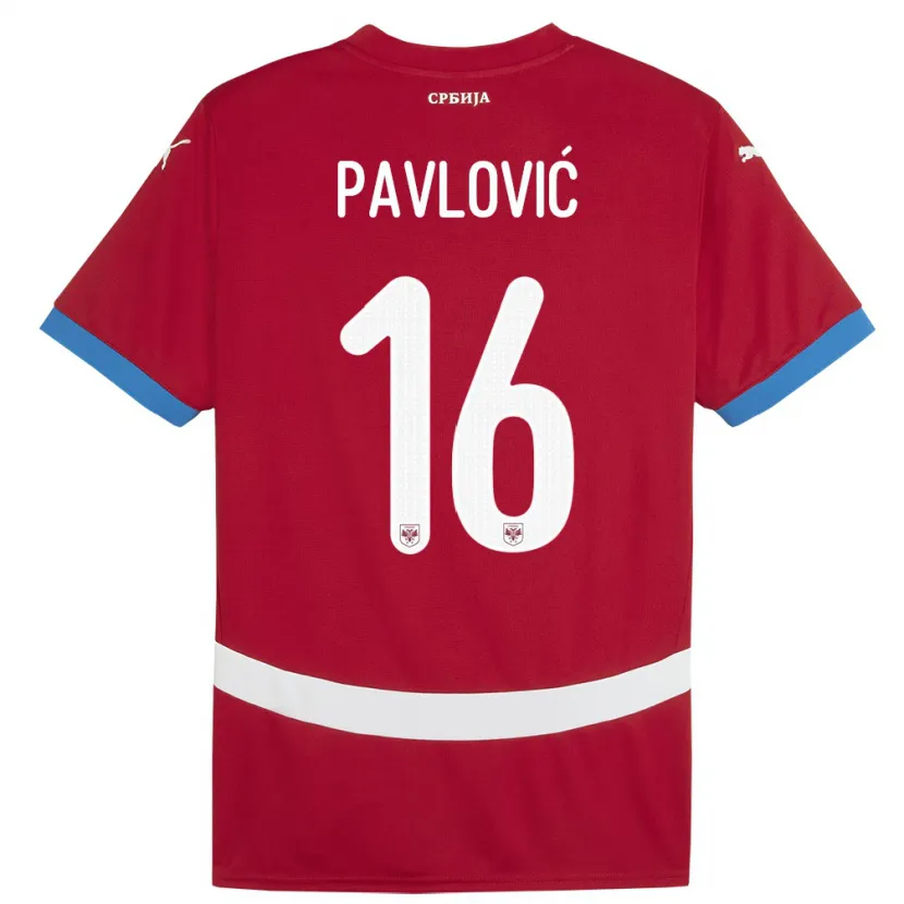 Danxen Barn Serbien Sara Pavlovic #16 Röd Hemmatröja Matchtröjor 24-26 Tröjor T-Tröja