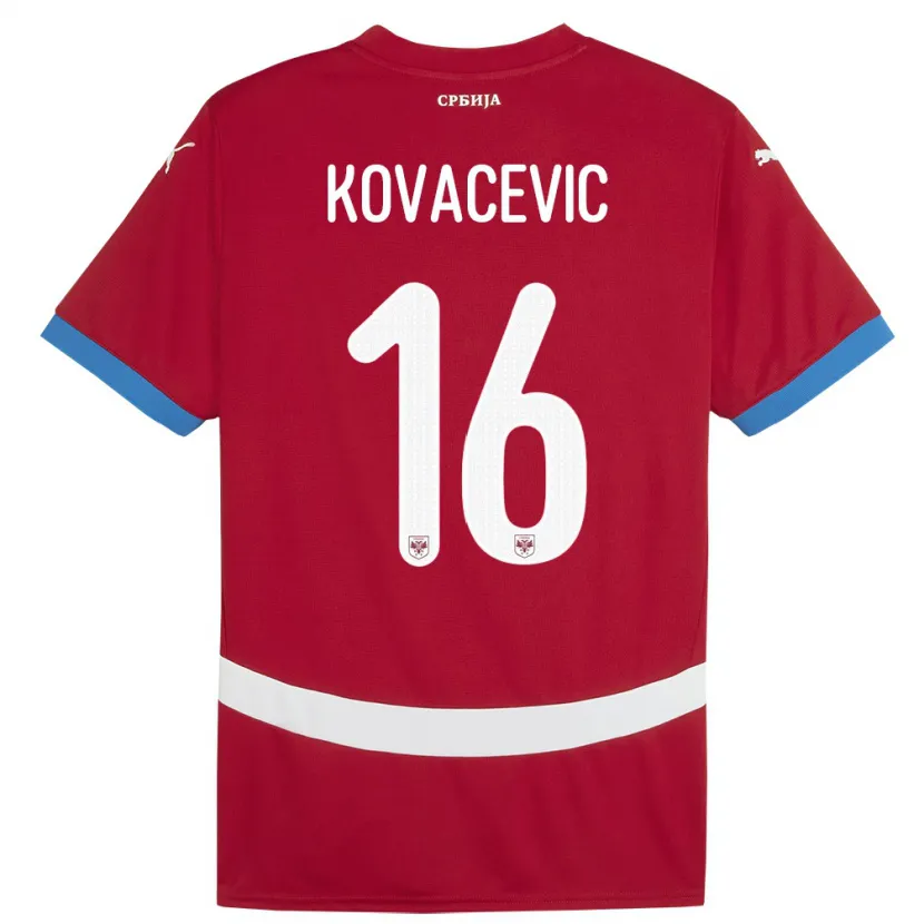 Danxen Barn Serbien Bojan Kovacevic #16 Röd Hemmatröja Matchtröjor 24-26 Tröjor T-Tröja