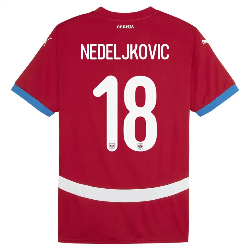 Danxen Barn Serbien Kosta Nedeljkovic #18 Röd Hemmatröja Matchtröjor 24-26 Tröjor T-Tröja