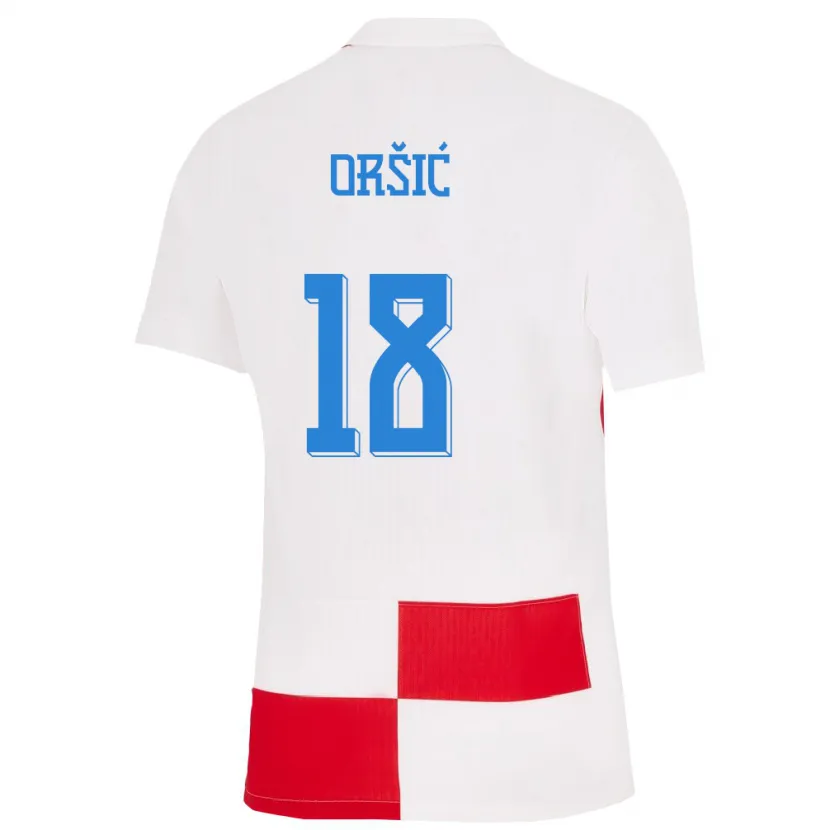 Danxen Barn Kroatien Mislav Orsic #18 Vit Röd Hemmatröja Matchtröjor 24-26 Tröjor T-Tröja