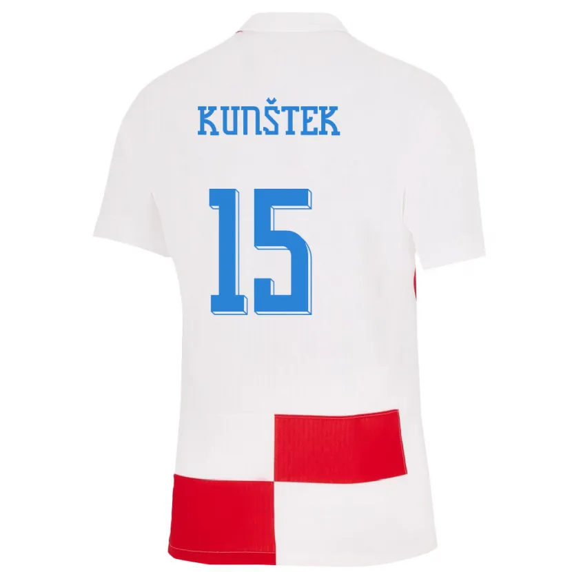 Danxen Barn Kroatien Maria Kunstek #15 Vit Röd Hemmatröja Matchtröjor 24-26 Tröjor T-Tröja