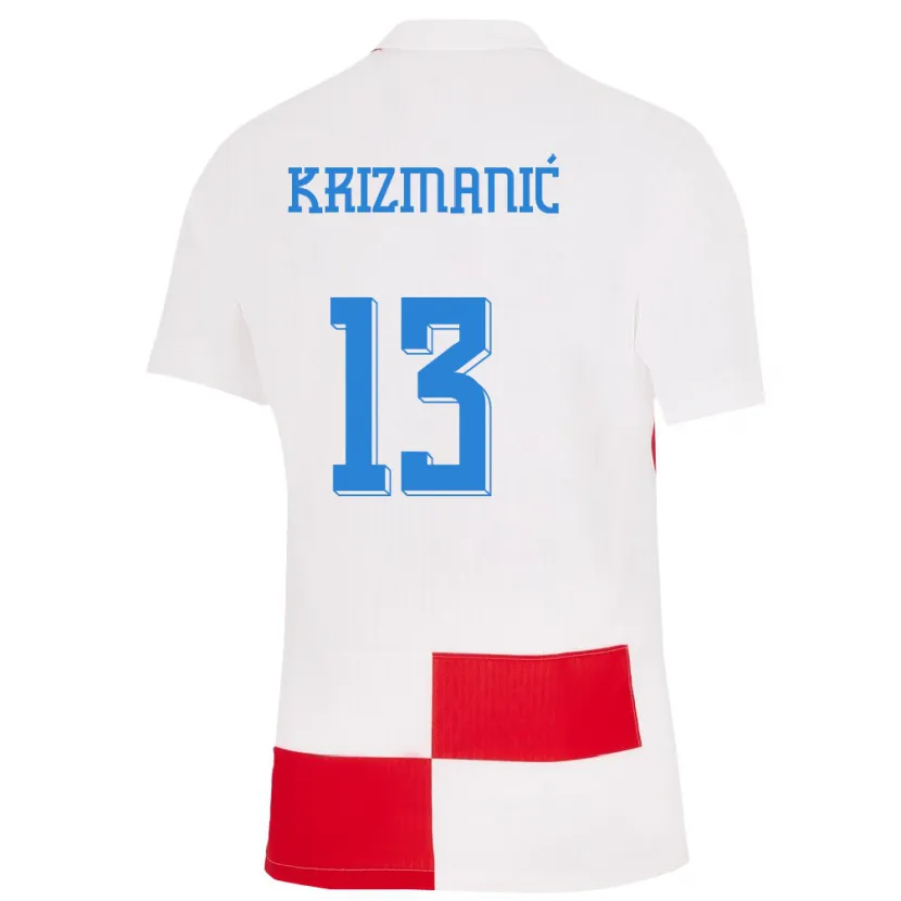 Danxen Barn Kroatien Kresimir Krizmanic #13 Vit Röd Hemmatröja Matchtröjor 24-26 Tröjor T-Tröja