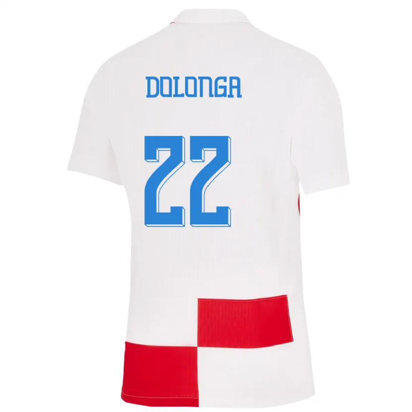 Danxen Barn Kroatien Niko Dolonga #22 Vit Röd Hemmatröja Matchtröjor 24-26 Tröjor T-Tröja