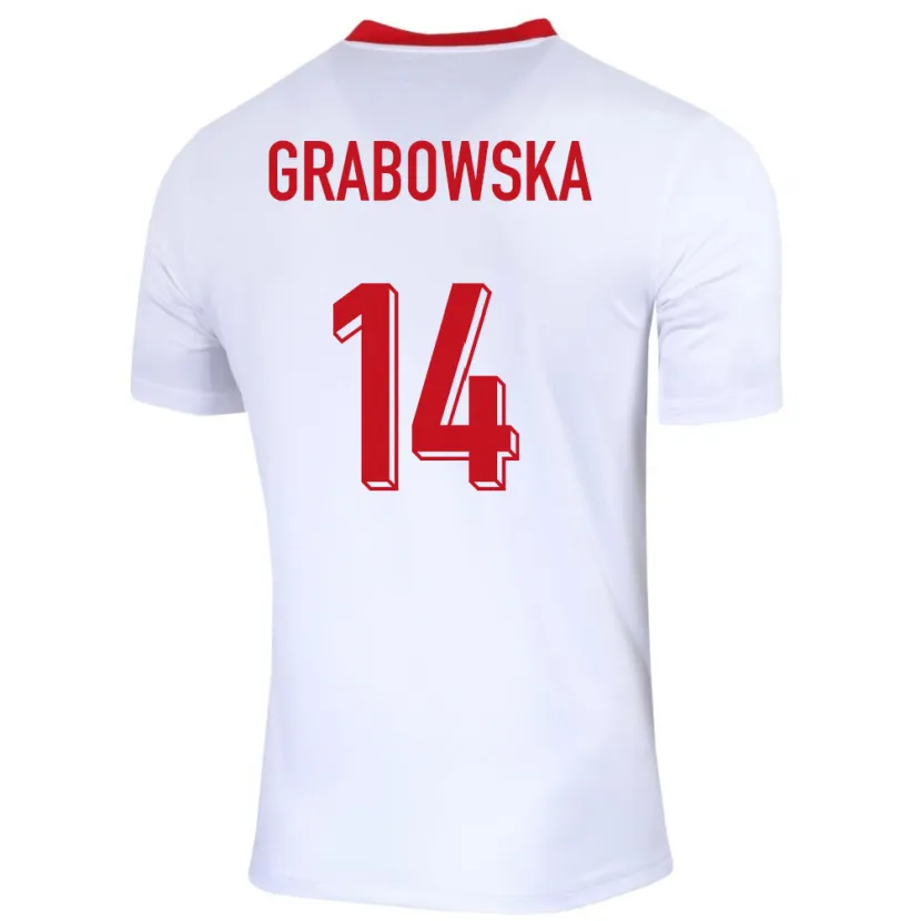 Danxen Barn Polen Dominika Grabowska #14 Vit Hemmatröja Matchtröjor 24-26 Tröjor T-Tröja