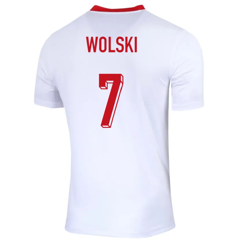 Danxen Barn Polen Filip Wolski #7 Vit Hemmatröja Matchtröjor 24-26 Tröjor T-Tröja