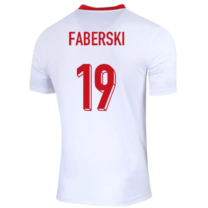 Danxen Barn Polen Jan Faberski #19 Vit Hemmatröja Matchtröjor 24-26 Tröjor T-Tröja