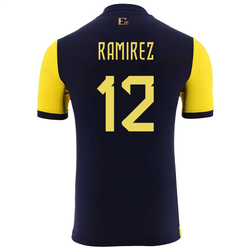 Danxen Barn Ecuador Moises Ramirez #12 Gul Hemmatröja Matchtröjor 24-26 Tröjor T-Tröja