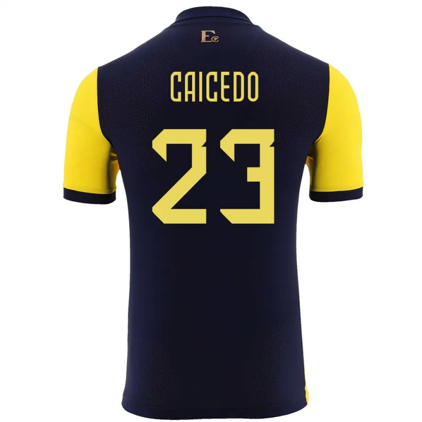 Danxen Barn Ecuador Moises Caicedo #23 Gul Hemmatröja Matchtröjor 24-26 Tröjor T-Tröja
