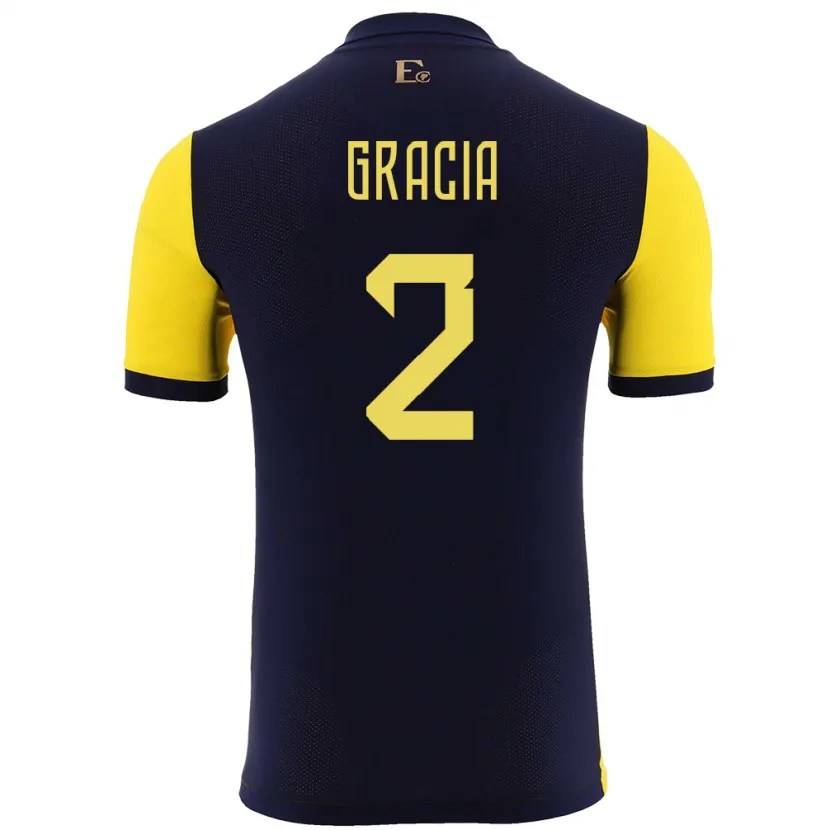 Danxen Barn Ecuador Ericka Gracia #2 Gul Hemmatröja Matchtröjor 24-26 Tröjor T-Tröja