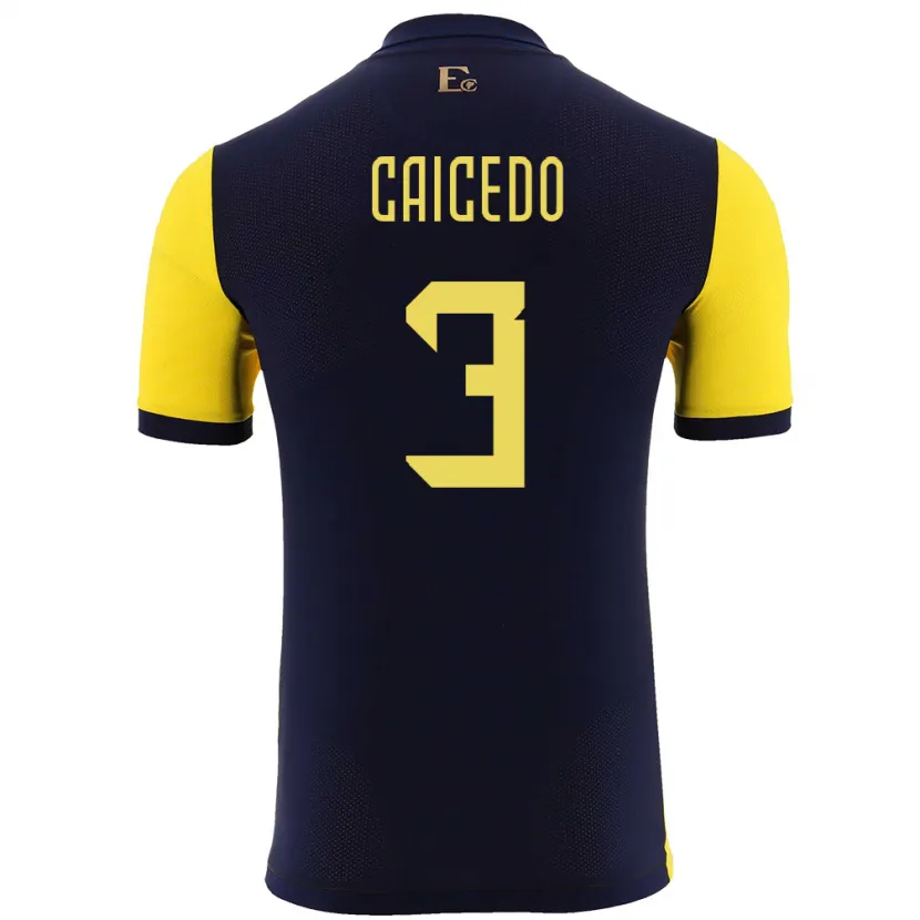 Danxen Barn Ecuador Jessy Caicedo #3 Gul Hemmatröja Matchtröjor 24-26 Tröjor T-Tröja