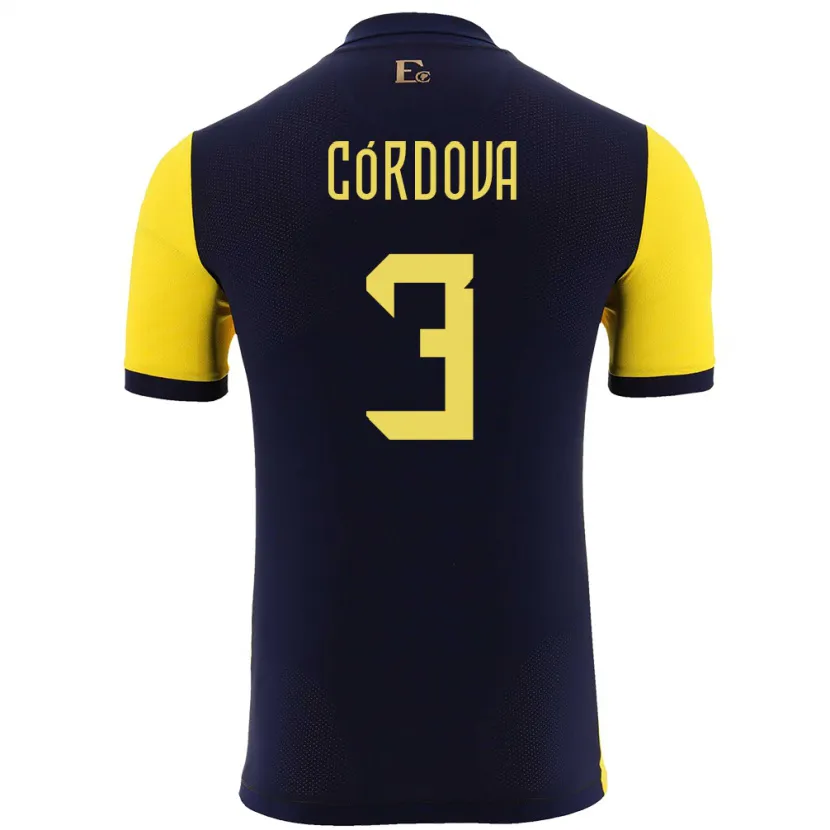 Danxen Barn Ecuador Luis Cordova #3 Gul Hemmatröja Matchtröjor 24-26 Tröjor T-Tröja