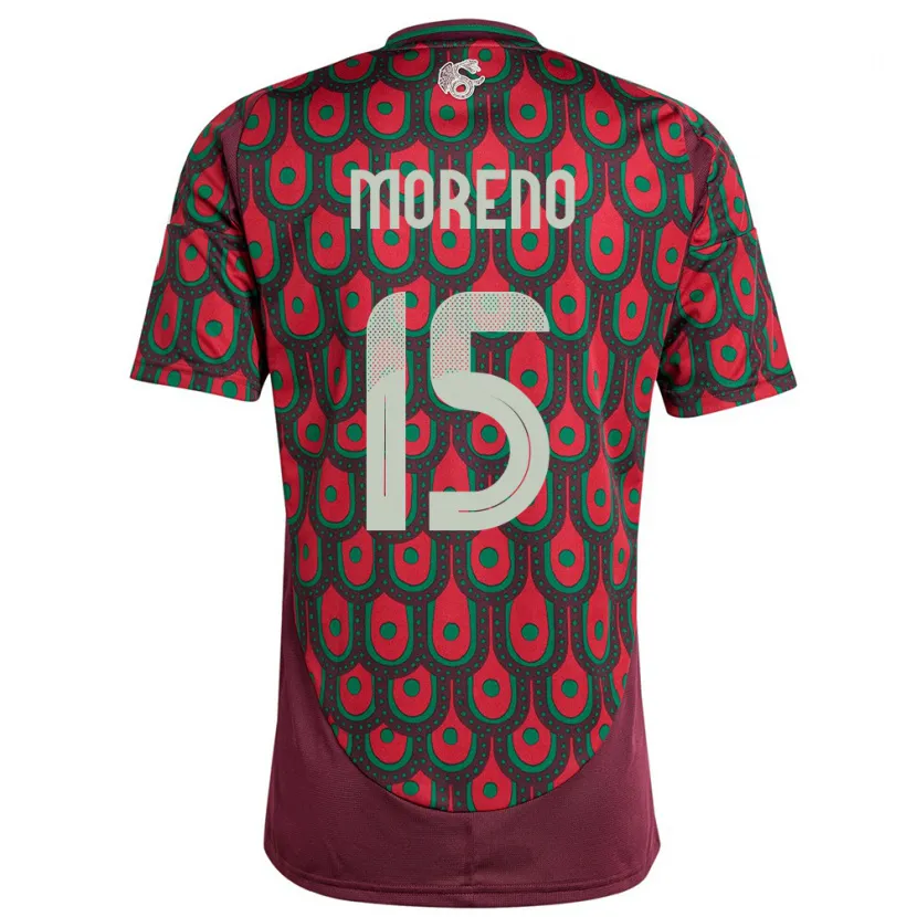 Danxen Barn Mexiko Hector Moreno #15 Rödbrun Hemmatröja Matchtröjor 24-26 Tröjor T-Tröja