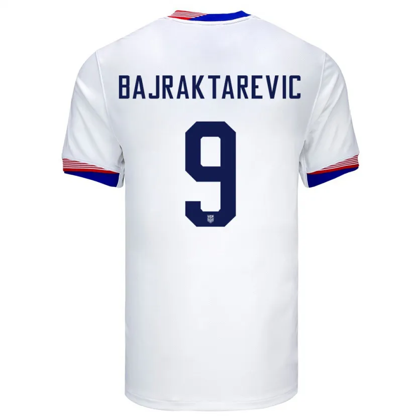 Danxen Barn Usa Esmir Bajraktarevic #9 Vit Hemmatröja Matchtröjor 24-26 Tröjor T-Tröja