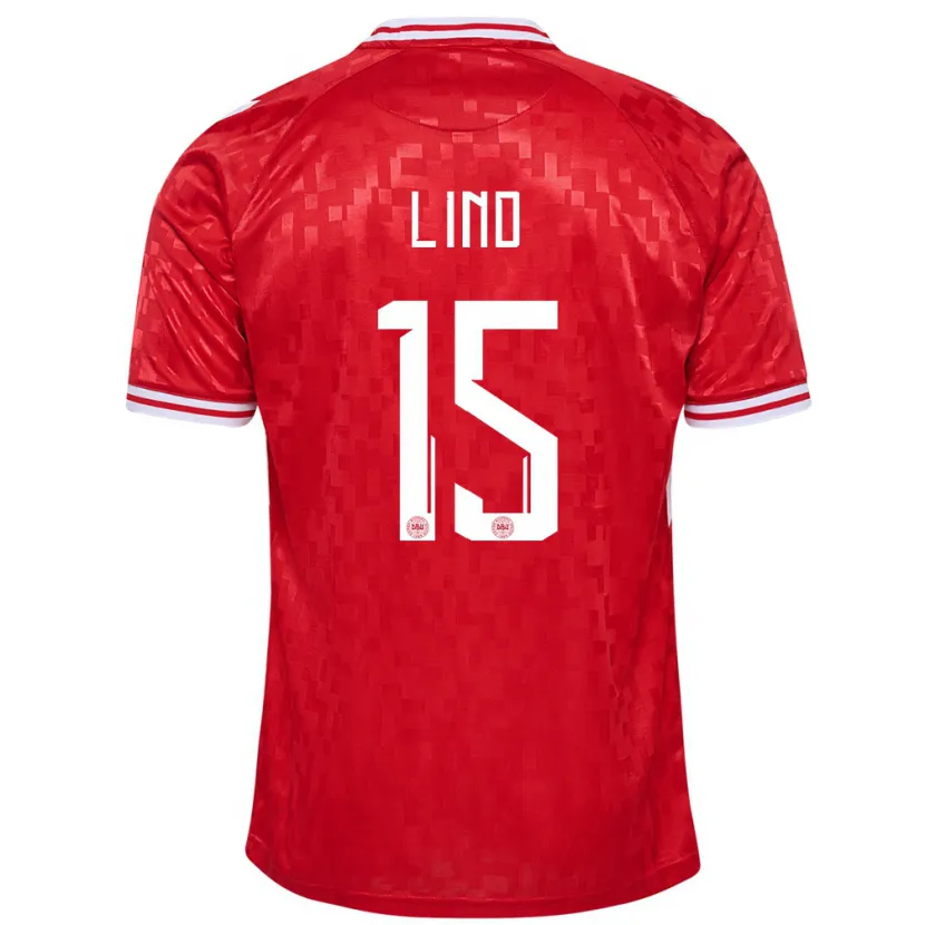 Danxen Barn Danmark Victor Lind #15 Röd Hemmatröja Matchtröjor 24-26 Tröjor T-Tröja