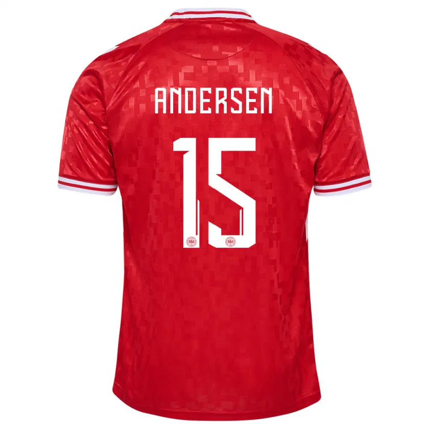 Danxen Barn Danmark Jacob Andersen #15 Röd Hemmatröja Matchtröjor 24-26 Tröjor T-Tröja