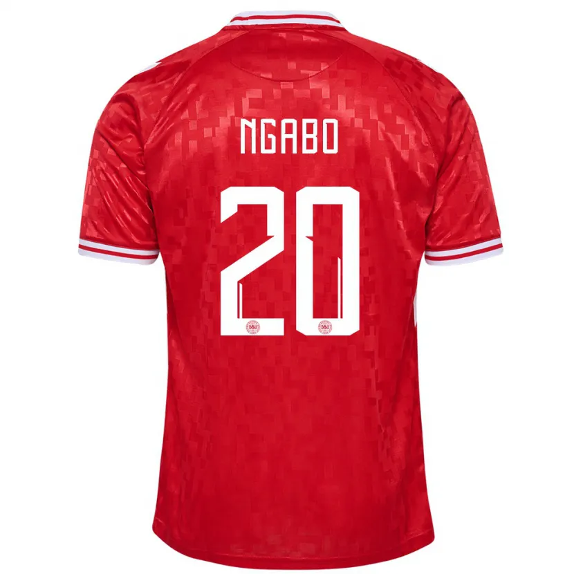Danxen Barn Danmark Sanders Ngabo #20 Röd Hemmatröja Matchtröjor 24-26 Tröjor T-Tröja