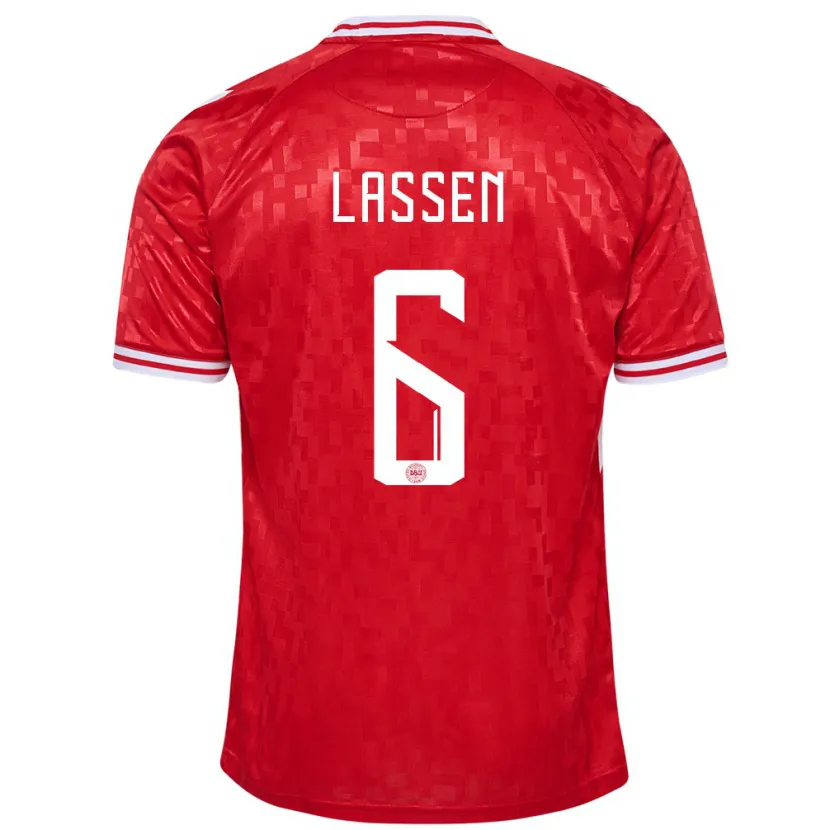 Danxen Barn Danmark Noah Lassen #6 Röd Hemmatröja Matchtröjor 24-26 Tröjor T-Tröja
